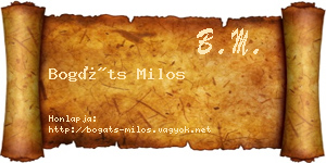 Bogáts Milos névjegykártya